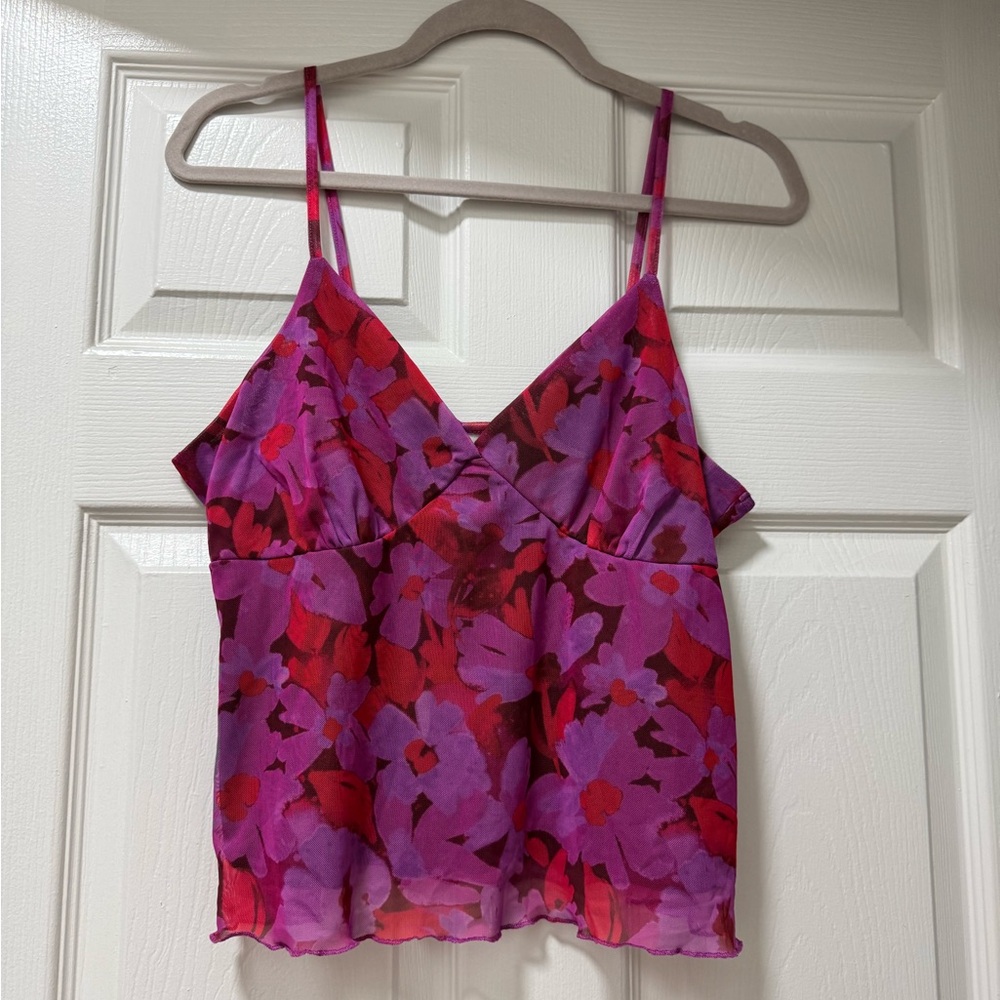 NWT JDY Floral Pink and Purple Cami Top